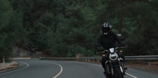 motorcyclist driving on highway